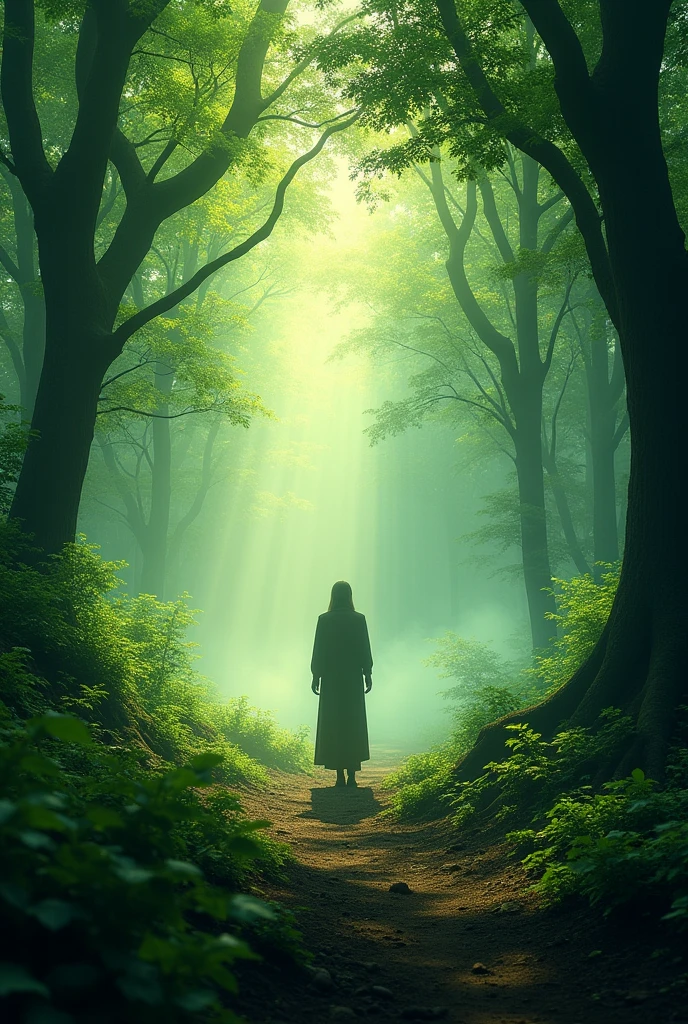 the forest is silent, except for the chirping of birds. In the movie scene