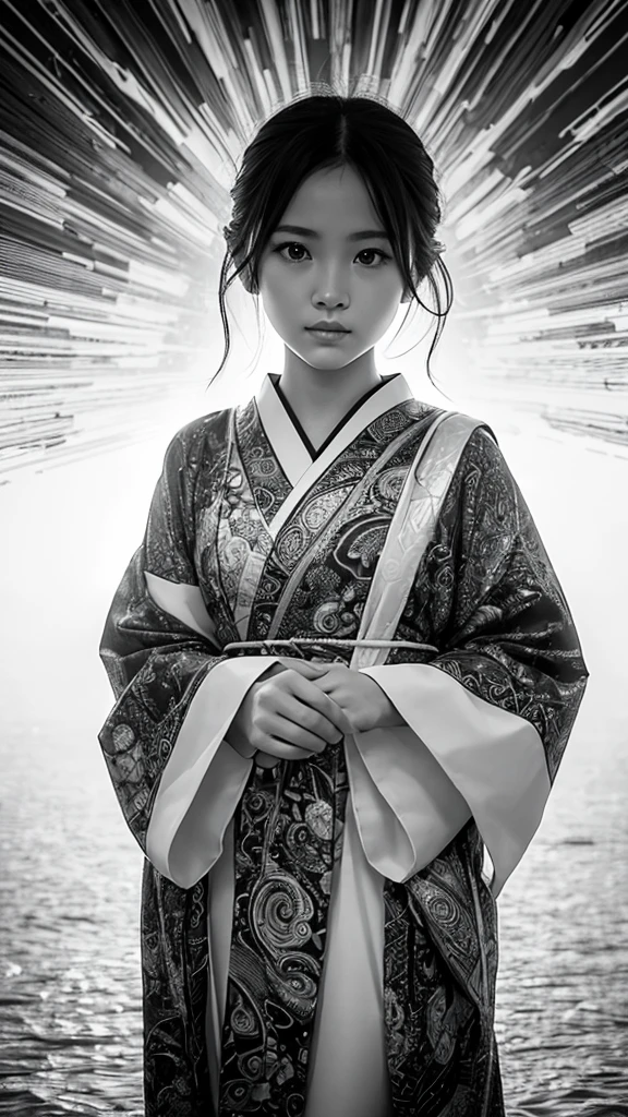 ### Prompt example:
Background with abstract black and white swirling design、Portrait of a beautiful Japanese girl。The beautiful girl has a beautiful face、Have short straight hair、Gives a neat and clean impression。The costume is a monotone robe.、Black and white contrast design。Although it is a thin fabric、You can see the sturdy stitching.。
The beautiful girl folded her arms in front of her chest.、Posed looking straight ahead。The background design、With an abstract pattern like swirling clouds、It brings out the mysterious atmosphere of the beautiful girl.。The lighting is soft and even、The texture of the skin and the facial expression of the beautiful girl are captured in detail.。
As a photographic technique、Make use of the contrast between the subject and the background、Creates a deep three-dimensional effect。The vertical composition captures the beautiful girl's posture and the background design in a well-balanced way.、We strive for harmony throughout the。While still achieving a super-realistic, live-action finish、It is a piece that exudes a fantastic atmosphere.。
---