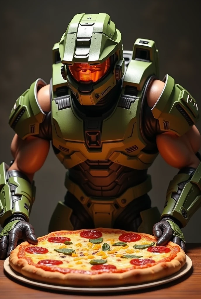 MasterChief John Spartan from Halo Naked Ejaculating on a Pizza 