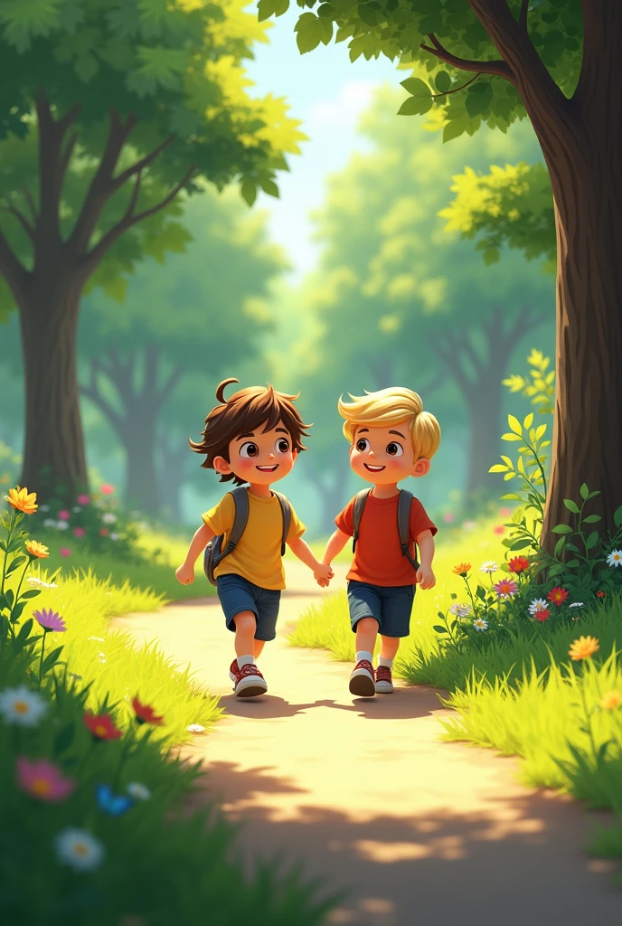Walking in park boys