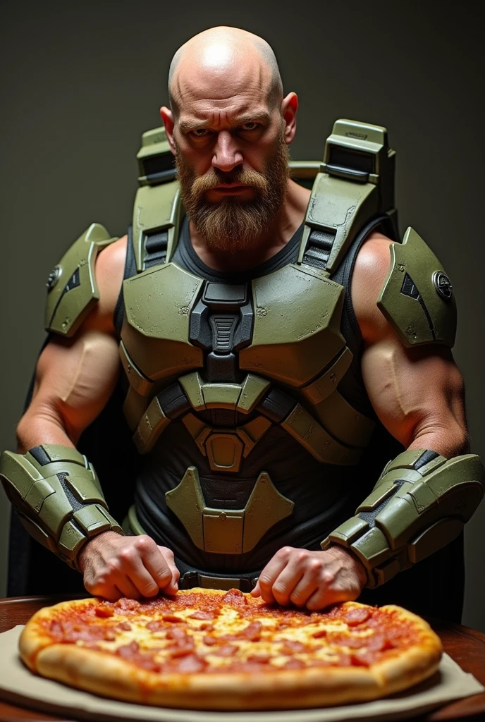 MasterChief John Spartan from Halo Naked Big Dick Masturbating Ejaculating on a Pizza 