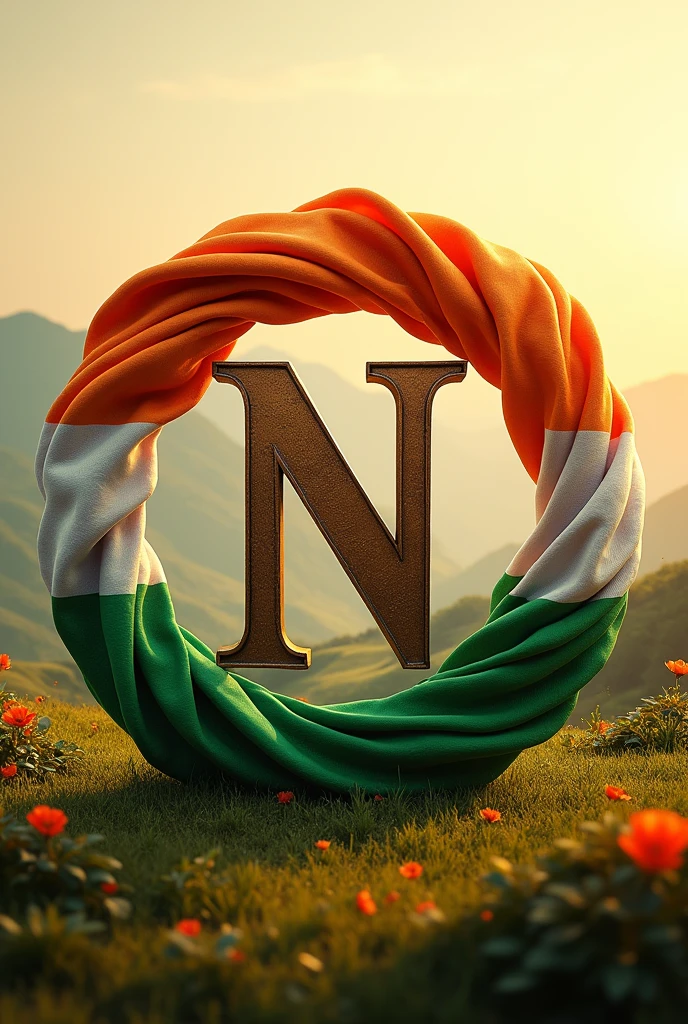 Make a indian flag in circle and in front make a letter N with a good background