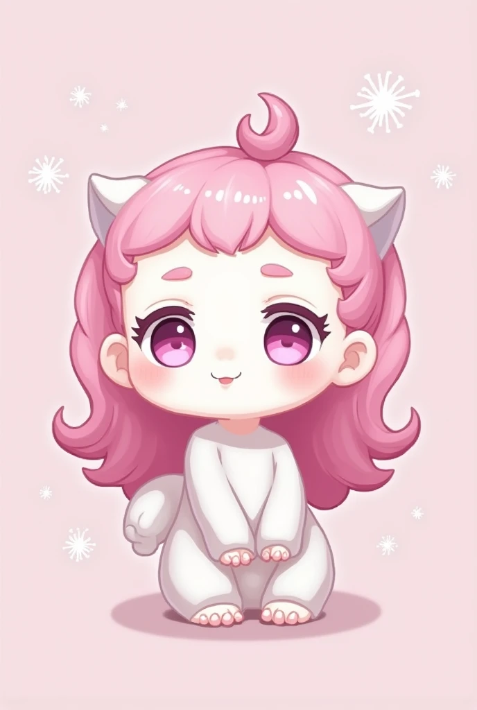 pink hair, white hair, big, light pink eyes, white skin, pixel character, 2D