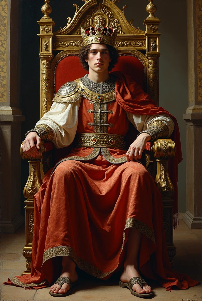 Baldwin IV seating in his royal throne
