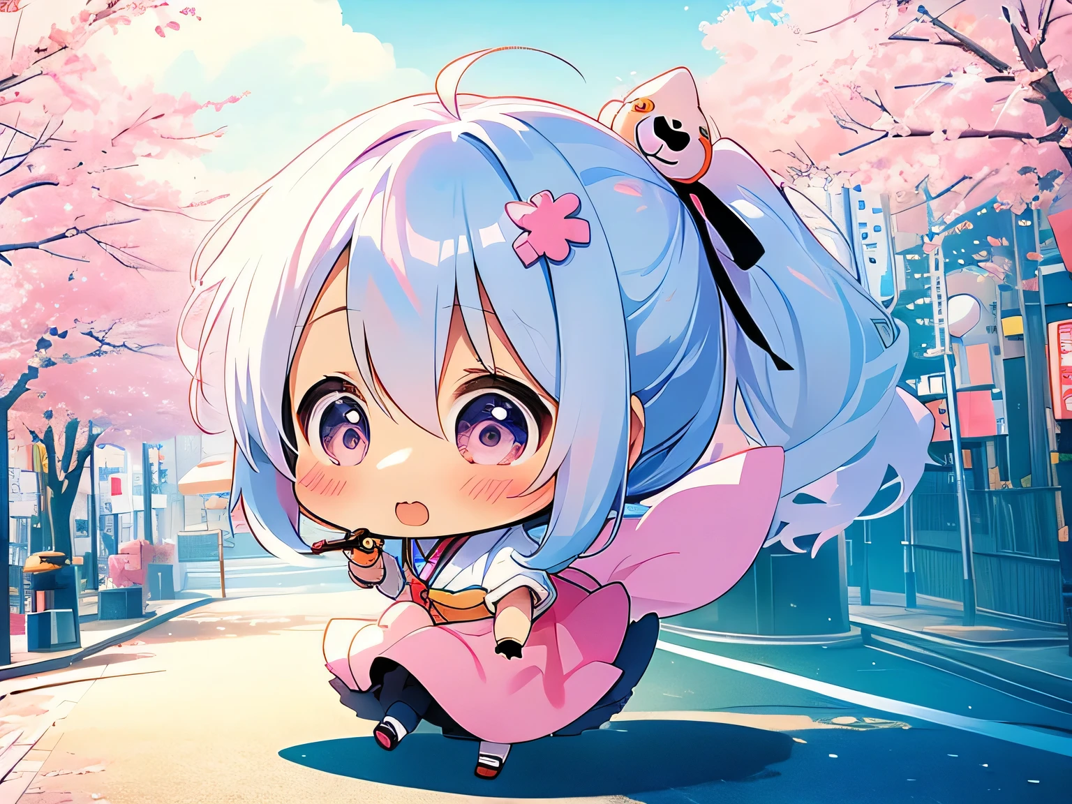 Vasily Kandinsky pastel color style、Kawaii Design, most beautiful girl ever、(((chibi))), (((Tokyo)))