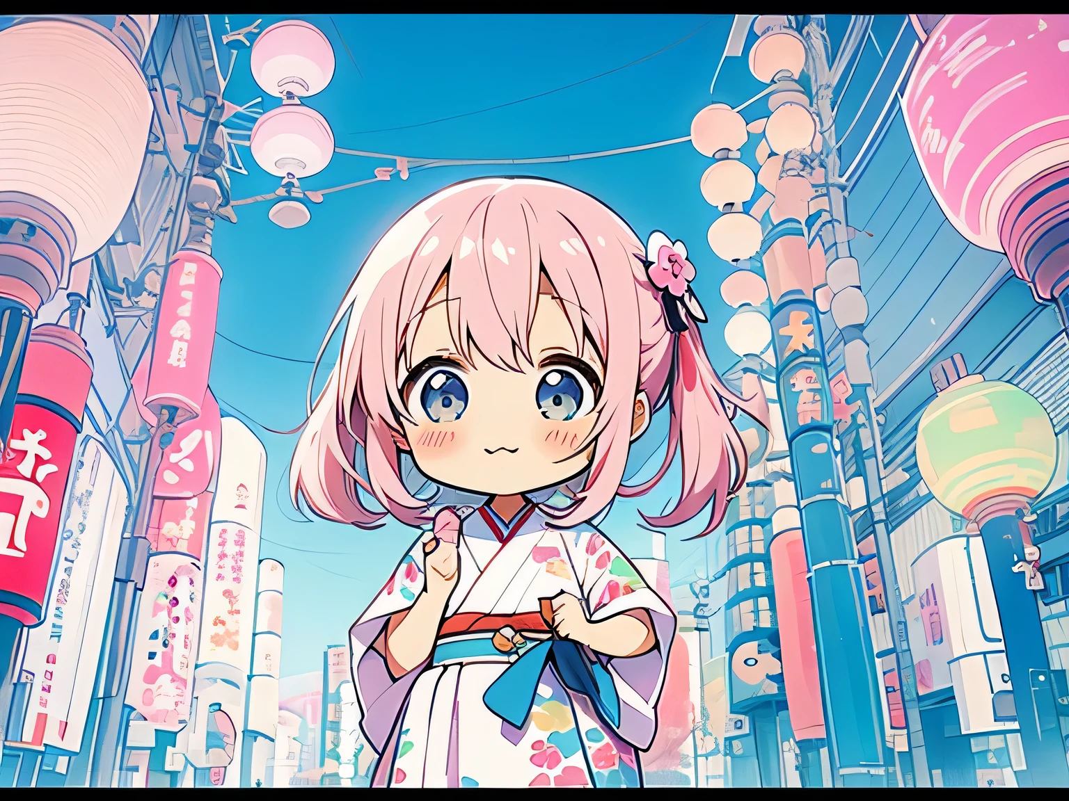 Vasily Kandinsky pastel color style、Kawaii Design, most beautiful girl ever、(((chibi))), (((Tokyo)))