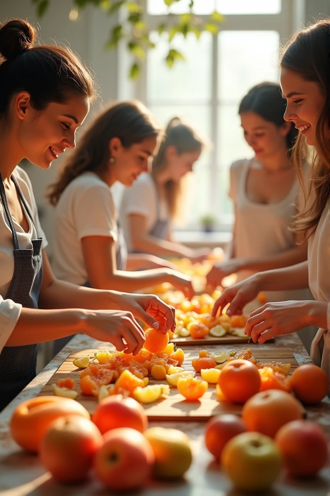 Groupe de femmes apprenant la transformation de fruits.