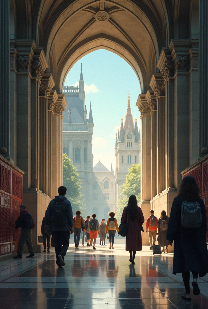An image showing two constrainting environment university and high school like school halls and library