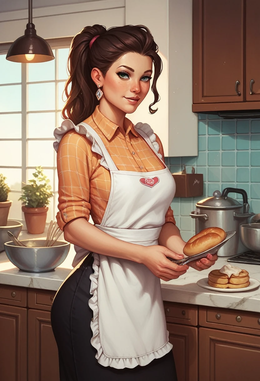 Sexy nude woman baking