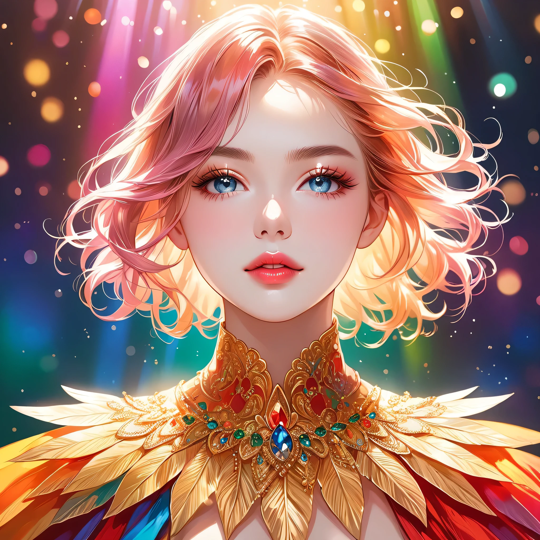 (best quality, highres, realistic:1.37), vivid colors, studio lighting, portraits, bokeh, oil painting, detailed eyes and face, beautiful detailed lips, long eyelashes, youthful appearance, energetic pose, dynamic movement, stage performance, solo performance, minimalist style, colorful clothes, vibrant background, dreamy lighting. anatomical correct:2