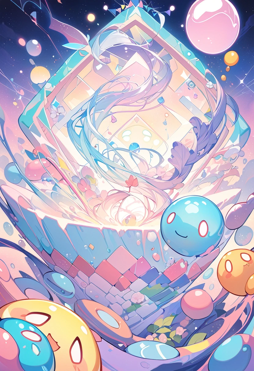 ,beautiful flower々）, (masterpiece, Highest quality), Official Art, beautifully、aesthetic: 1.2), (1 girl), Very detailed, (Geometry Art: 1.3), colorful、Slime