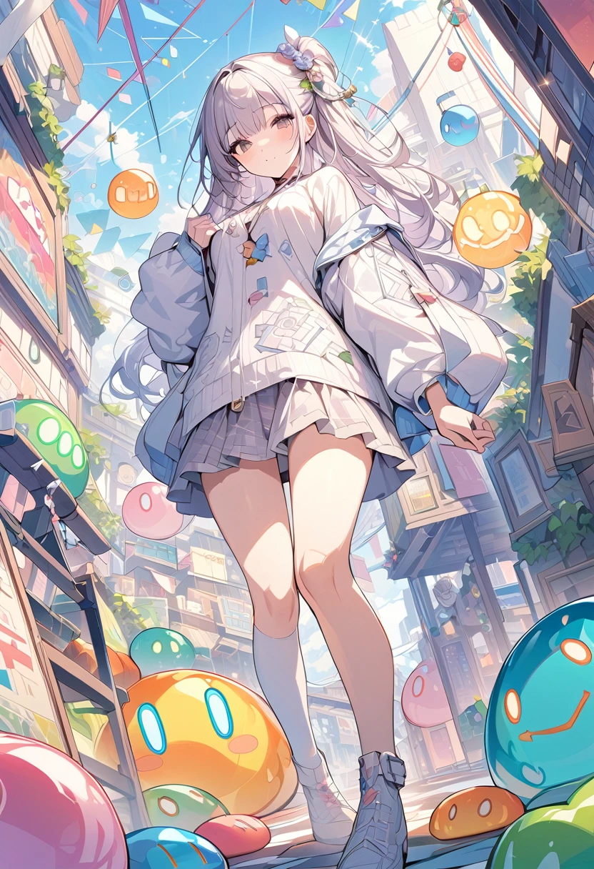 ,beautiful flower々）, (masterpiece, Highest quality), Official Art, beautifully、aesthetic: 1.2), (1 girl), Very detailed, (Geometry Art: 1.3), colorful、Slime