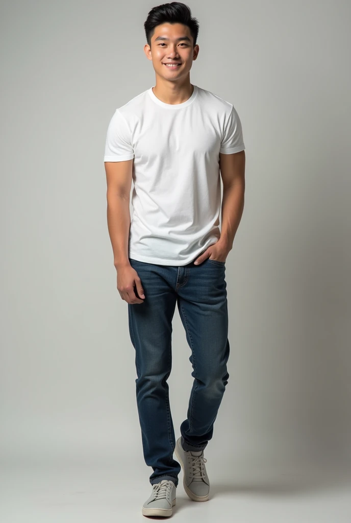 Very handsone Thai guy in casual clothing 