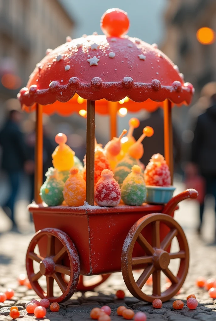  une vendeuse de bonbon avec son chariot stylise