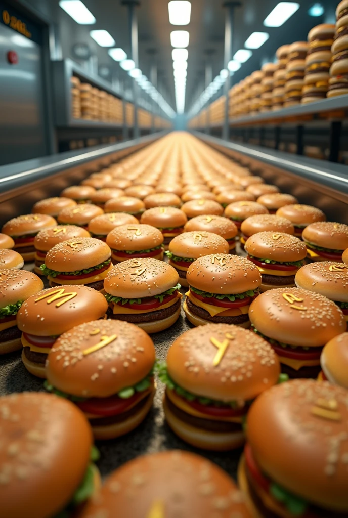 Generate an image for the following tweet: 🍔 Fast Food Fact: McDonald's sells more than 75 hamburgers every second. That’s over 6.5 million burgers a day! 🍟 #FoodFacts #Business