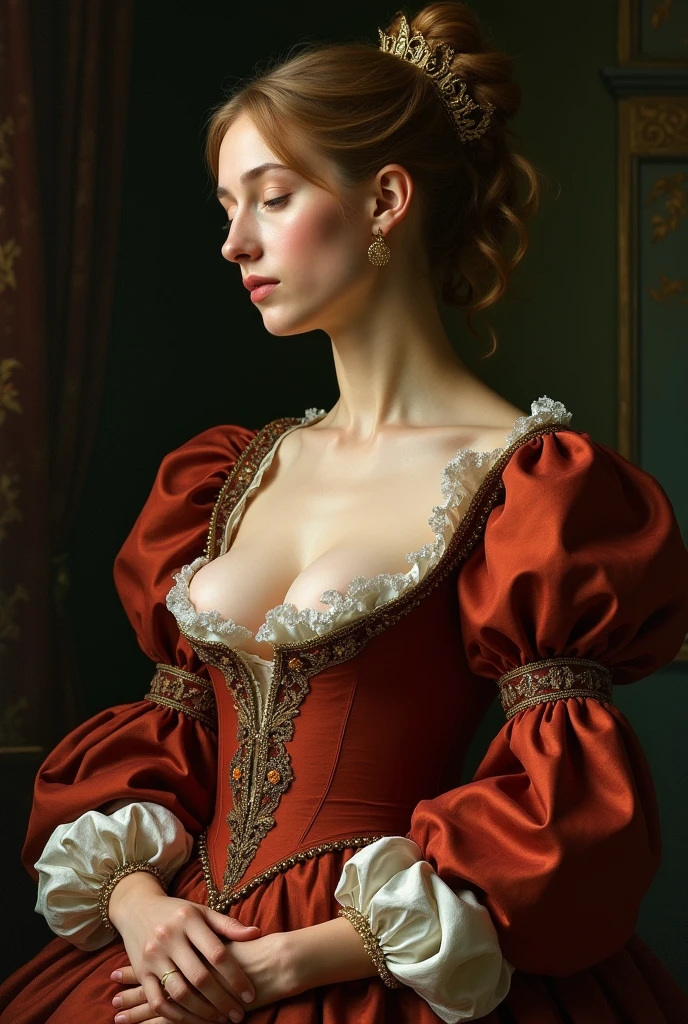 Medieval European female aristocrats have their breasts enlarged and their clothes removed