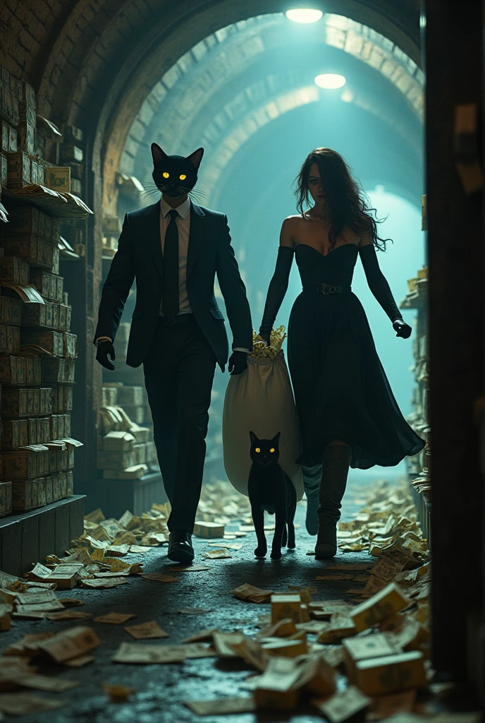 Black cat est black widow qui font un braquege dans un coffre ouvert et dedans avec pleins argent pour le ramasser elle prend son sac