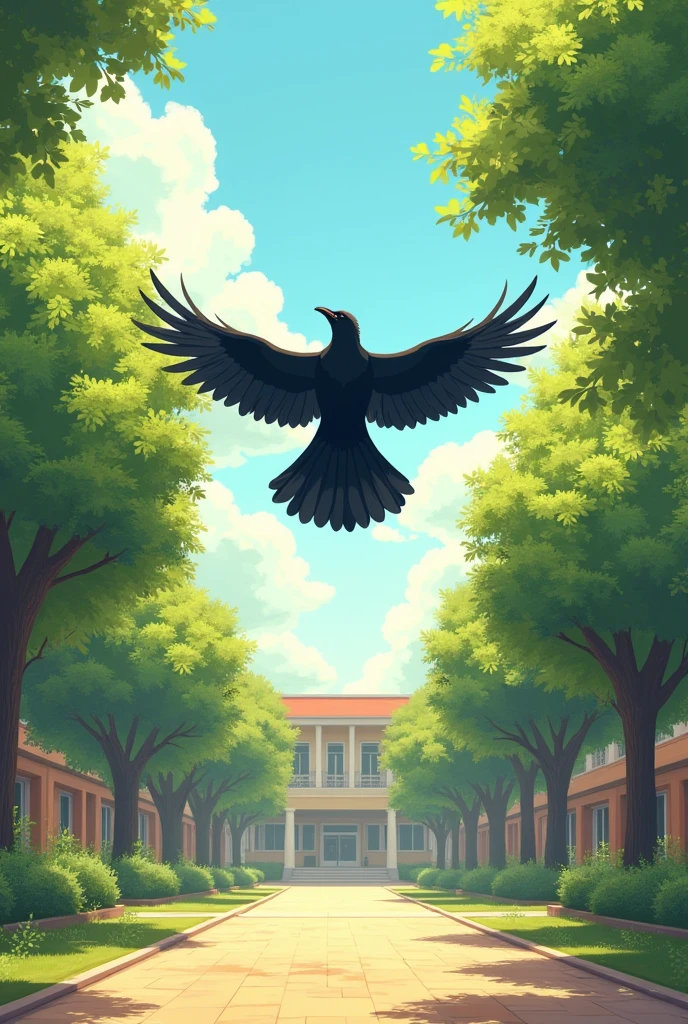 One sunny afternoon at school, A big black crow flew over.