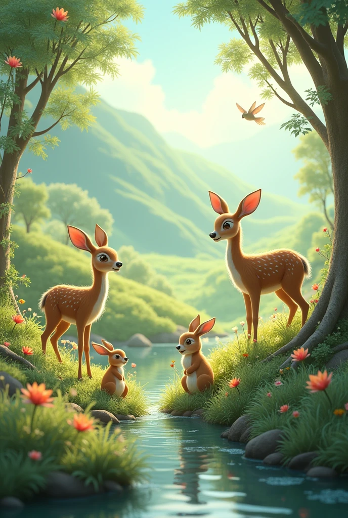 Moning view with animals