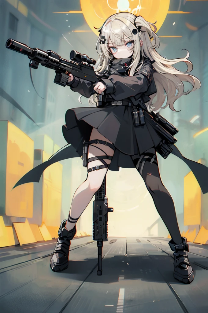 {{Masterpiece, top quality, highly detailed CG, unified 8k wallpaper, movie lighting, lens flare}}, 1 girl holding a rifle through the wall, wide view, thick body, long blonde hair soaring in the wind, green eyes, (holding a weapon, holding a rifle, aiming, aiming: 1.4), gun, h&k hk416, carbine, open fire, rubble, ruins of conflict areas, plumes, nitric smoke, blast waves, Flying bullets, sniper, 35mm, f/1.8, night, blue eyes, war, explosion