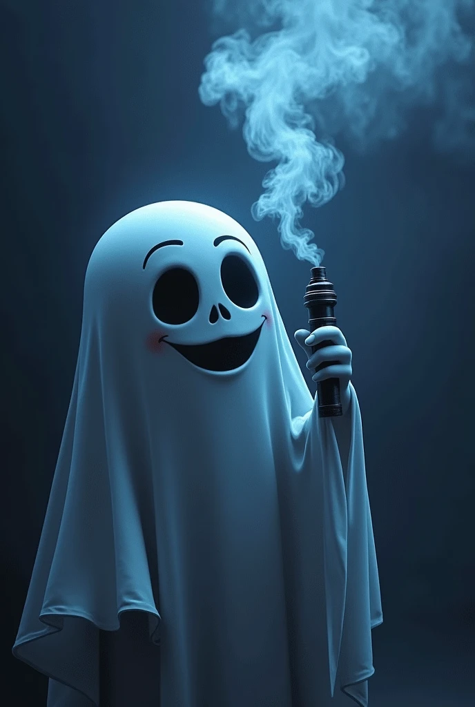 Animated ghost smoking vape with more ambient background