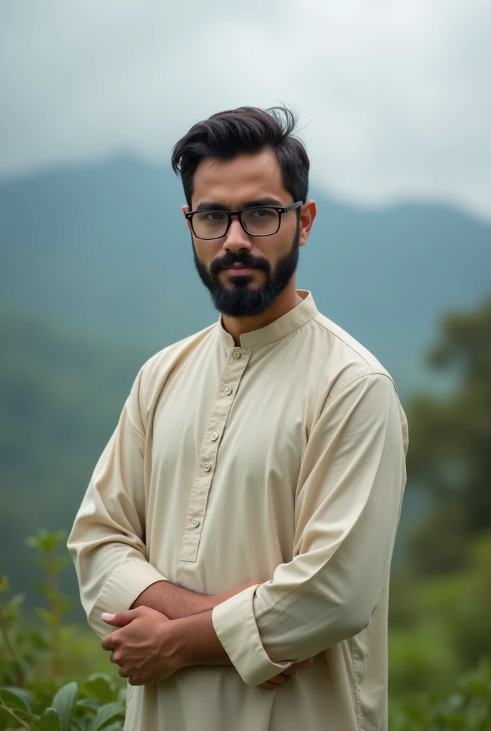A smart young Islamic scholar is standing in the most beautiful spot in Bandarban, striking a stylish pose. He has a modest beard and short hair, without a cap. He wears simple glasses and is dressed in a Bengali panjabi... look like masterpiece... Pic has detailed.
Bangladeshi...more beard.... Dress is indian panjabi. More beard... Dress is simple indian panjabi... ..
White... Face is clear indian without head. Beard is more ling but simple... More long beard
