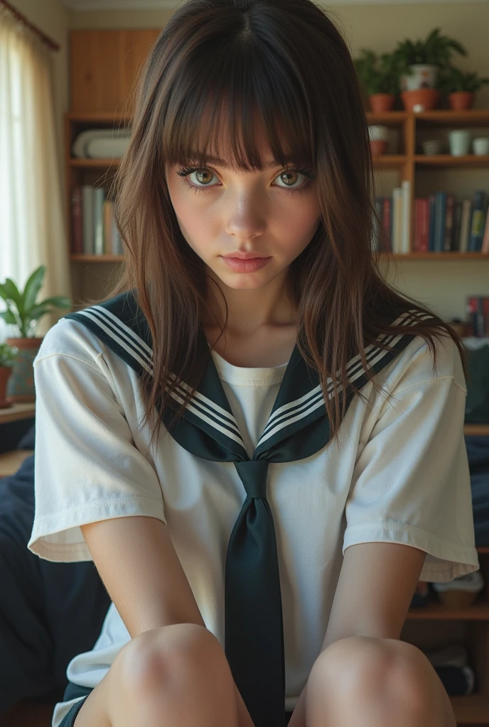 A school girl wear school shirt and showing her hairy pussy to her tracher
