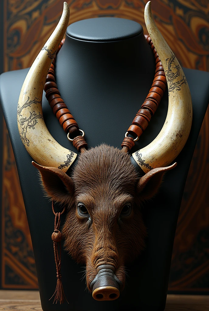 Boar tusk necklace with background design