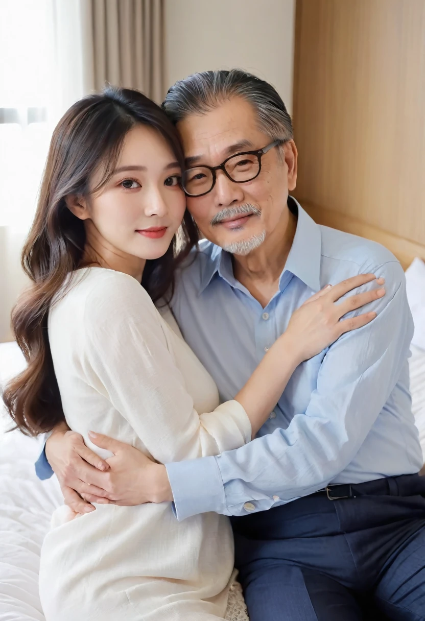 Long Hair, 20 year old young wife、Stylish, smart and youthful at 53 years old々Father-in-law、Hugging on the bed、Forbidden Sex、My son&#39;s absence、Full of erotic、Secret Relationship、Forbidden Eros