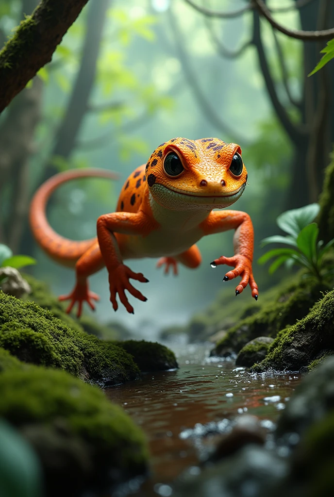 tokay gecko being chased