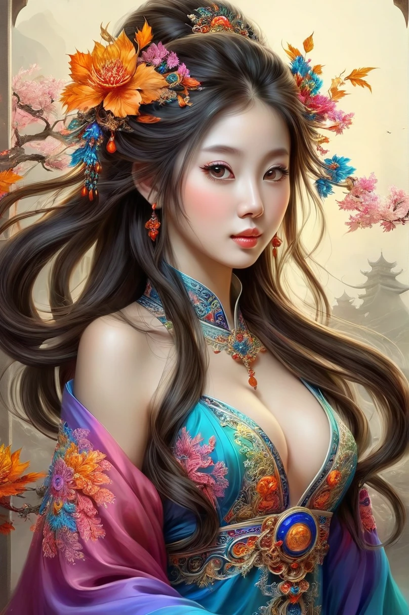 offcial art, highest details, beautiful and aesthetic, Fractal Art, colorfully,
work of art, best qualityer, 1 girl, Chinese