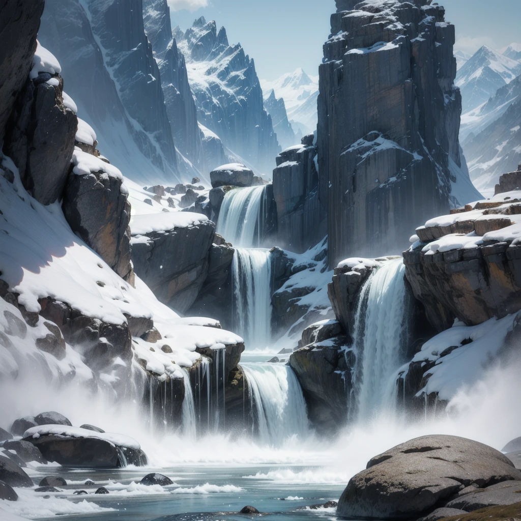 Water flowing like a waterfall in the mountains
