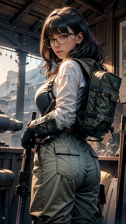 alone,One girl,Outdoor,Cityscape,(Cowboy Shot:1.2),Are standing,Luani 0308,armor,Assault rifle,Camouflage,Helmet,Have a weapon,Load-bearing vest,Backpack,M4 carbine,, Highest quality,masterpiece,High resolution,Official Art,Very detailed CG ユニティ 8k 壁紙　(masterpiece), Highest quality, Bedroom at night, Pale pink bra, Shy, blush, indoor, Dress shirt, Bra Open Shirt, From below, ass pov, Low - Angle, Mari Ohara bigass bighip、shit　shitOFF　Sexy(((masterpiece))), (((Highest quality))), ((Very detailed)), (figure), (Detailed light), ((Very delicate and beautiful)), (Beautiful attention to detail), (sunlight), blush, shy, Huge breasts, uzaki, Outdoor, dynamicrophone pose, Naked Overalls、Bare shoulders、Big Ass、Big Hips、shit　shitOFF　Sexyroupa modesta, Remote shooting, Beautiful and delicate face down to the last detail, Beautiful and delicate eyes, Perfect facial balance, High resolutionの肌, Thin Skin, Best 4 inch aspect ratio. With your thumb, a masterpiece, Very detailed, Realistic, (General reference for the German army of World War II : 1.8), Best face resolution, , Modestly dressed woman, Fully clothed, ( microphone, Black fine hair, black Bangs straight, Ultra-fine knitting, Bangs straight, Red glasses, Dark green eyes, sf, Fighter, Are standing On the landing of a Fighter, shop, Very intelligent personality, Calm expression, A face of respect, war, a Fighter