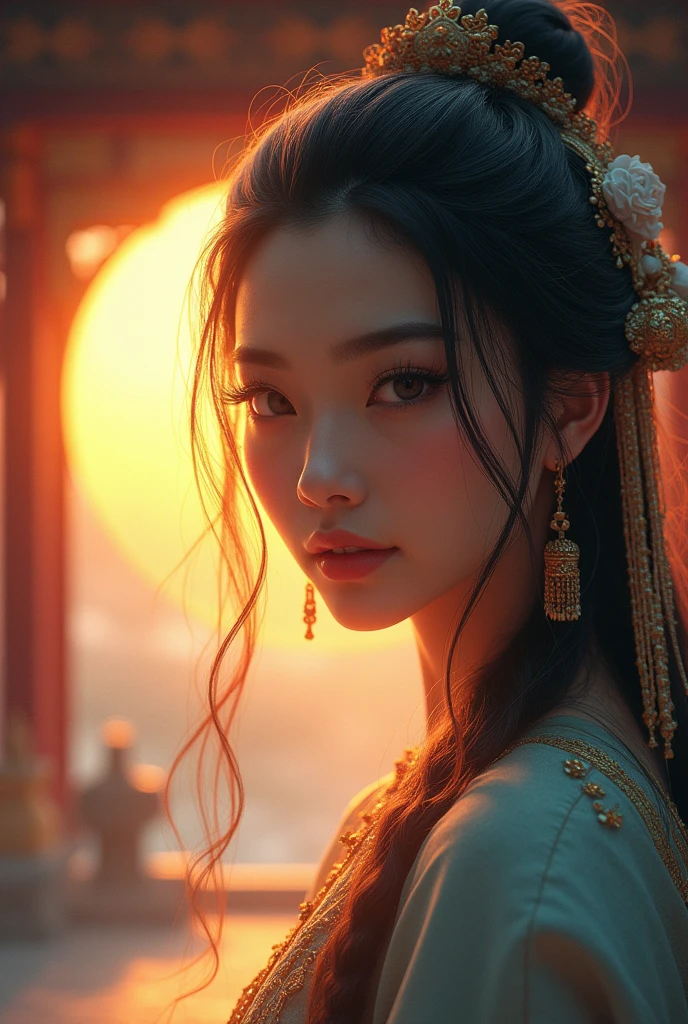 a fantastical digital art of a journey to the west,ancient chinese literature classic,this lovely folktale is part of an adventure story,beautiful detailed eyes,beautiful detailed lips,extremely detailed eyes and face,longeyelashes,cinematic lighting,mist and fog,golden hour lighting,dramatic lighting,lush colorful environment,mystical atmosphere,traditional chinese architecture,ancient chinese landscape,sweeping epic scenery,ornate details,(best quality,4k,8k,highres,masterpiece:1.2),ultra-detailed,(realistic,photorealistic,photo-realistic:1.37),digital painting,fantasy art,concept art,cinematic composition
