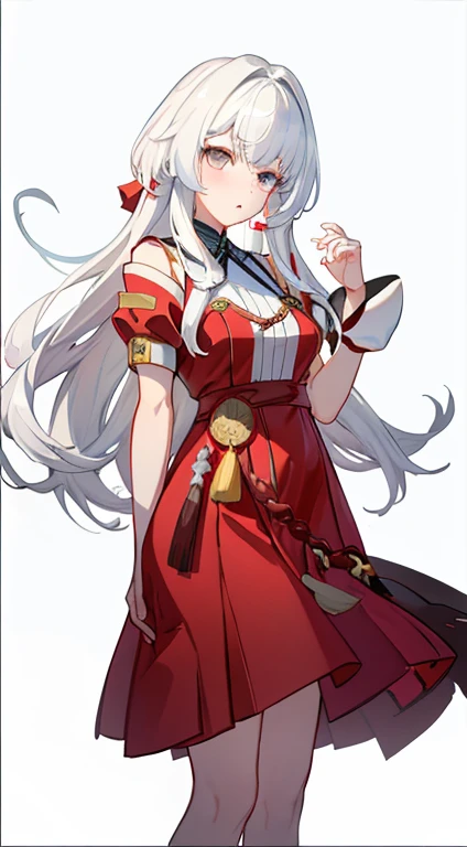 Clara, Wear裙子拿着麦克风的人的特写, White hair deity, Azur route style, Azur Lane Characters, White hair, perfect White hair girl, White hair, Wear漂亮裙子的可爱动漫女孩, Wear红色连衣裙的灰度照片,  Wear, ( ( ( Yoshinari Night ) ) )