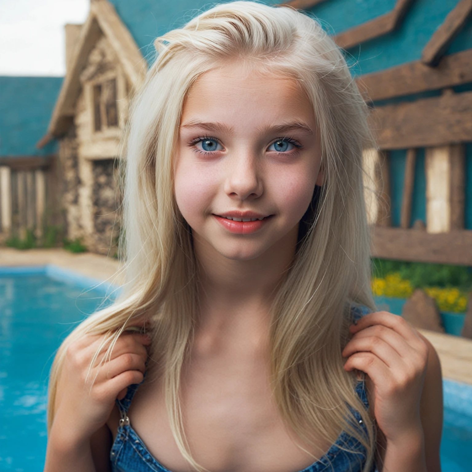 Infamous white blonde young teen girl kid, 13 years, , perfect real skin texture, long hair,  perfect real mouth, perfect real symmetrical eyes, perfect real expressive face,  full body .naked full