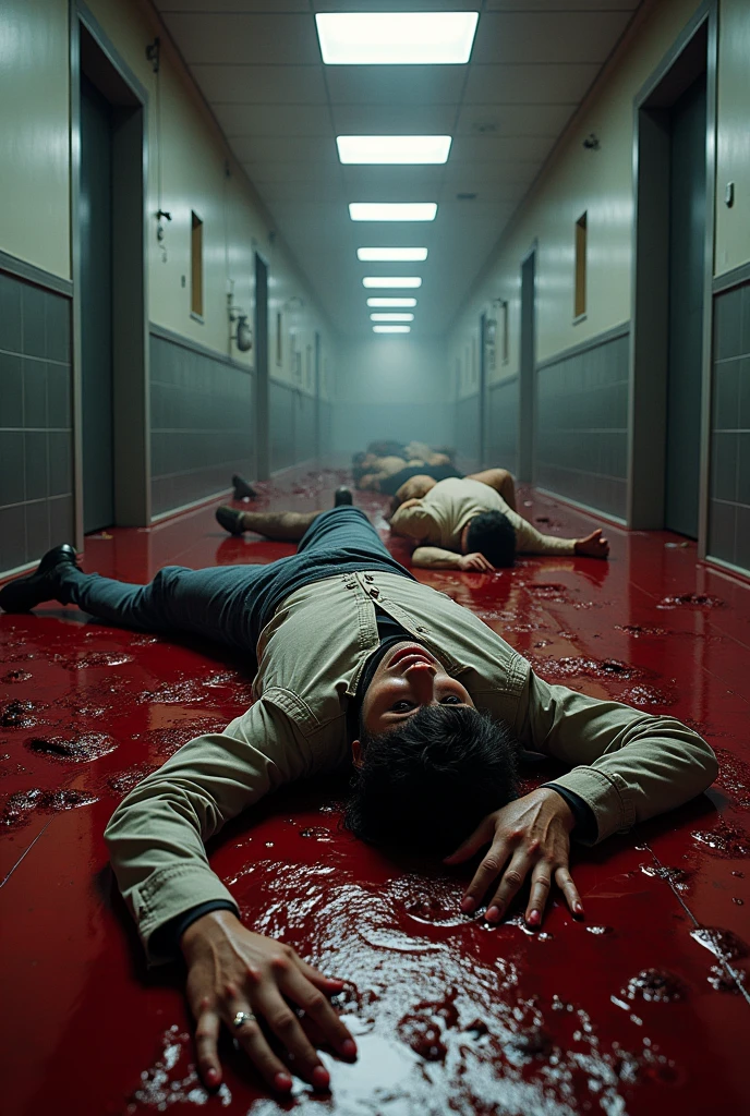 The secret spy agency floor completely filled with blood and dead bodies 