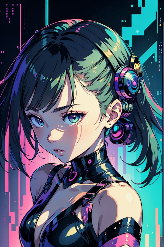 (masterpiece, Highest quality, Highest quality, Official Art, beautifully、aesthetic:1.2), (One girl:1.3), Very detailed,colorful,Most detailed, Glitch Art, (Digital Distortion), Pixelated Fragments, Data Corruption,colorful noise, Visual clutter,Modern aesthetics