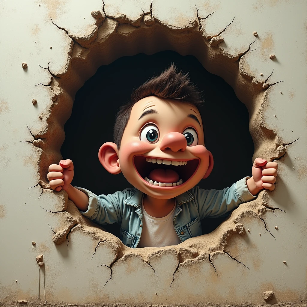Assi, ??????? with cum and dick coming out of a hole in the wall
