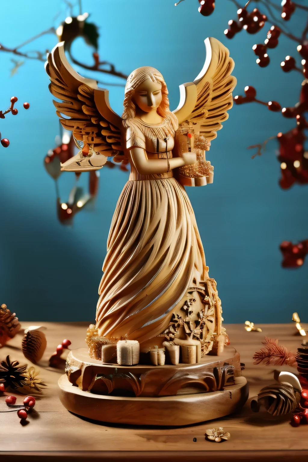 Wooden carved angel for Christmas