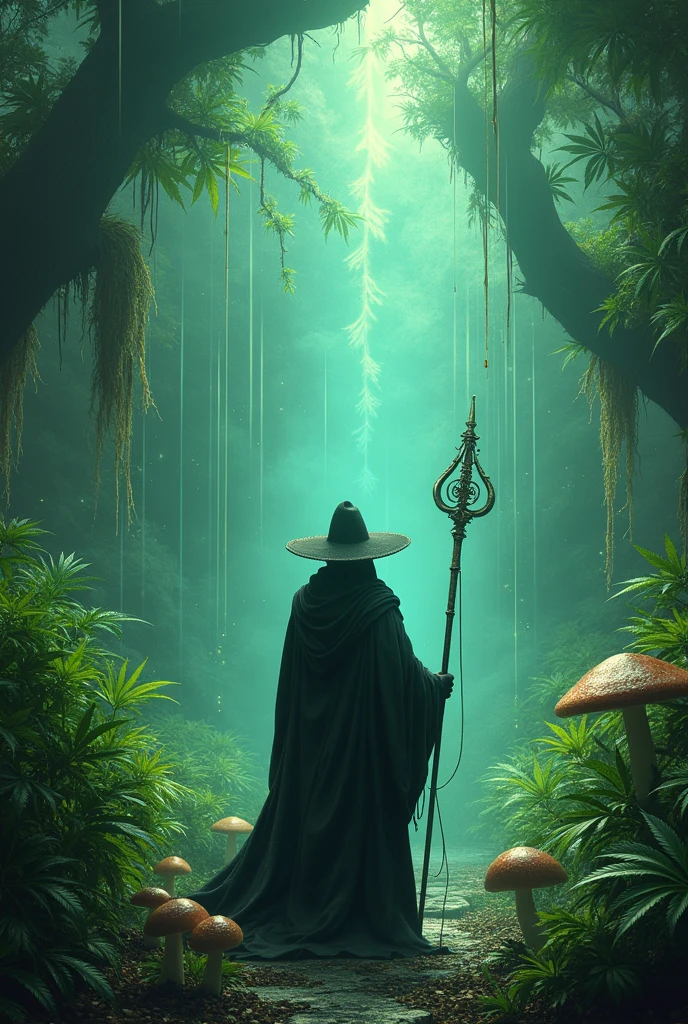 The Black Mage, marijuana and magic mushroom garden, rain of hashish leaves PRIEST
