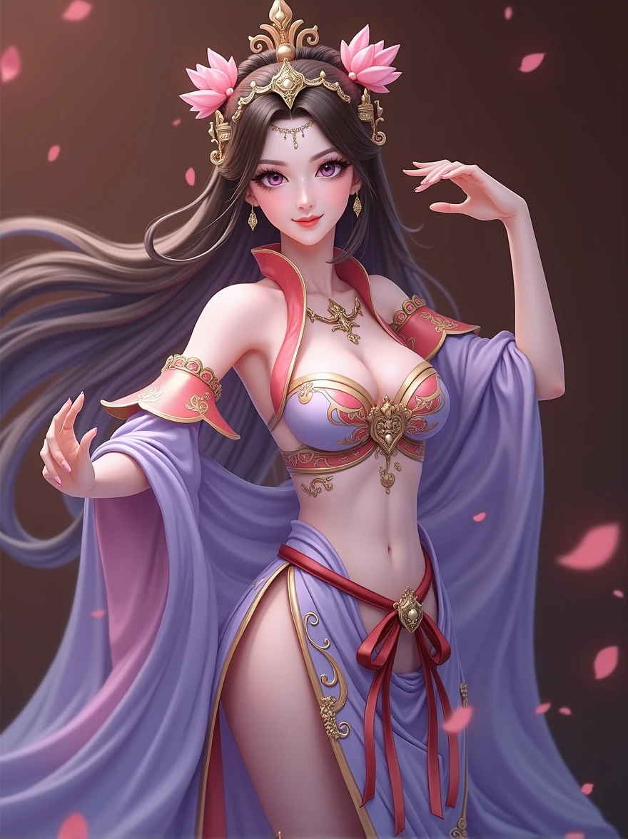 a painting of a woman in a pink and blue dress, ancient chinese princess, a beautiful fantasy empress, beautiful character painting, chinese princess, inspired by Lan Ying, ancient chinese beauties, ancient asian dynasty princess, inspired by Ju Lian, ((a beautiful fantasy empress)), palace , a girl in Hanfu, chinese empress, beautiful render of tang dynasty, Highly detailed CG unit 8k wallpaper, masterpiece, High resolution, highest quality, highest quality real texture skin, Super Real, Digital Painting, Best image quality, 最High resolution, 8k, ((Highly detailed eyes and face, Beautiful eyes every detail)), 1girl, Full Body Shot, 1girl, Saggy breasts, Gravity-dependent breasts, long chest, Heavy chest, disproportionate breasts, huge breasts, sagging breasts, gigantic breasts, (erect nipple),