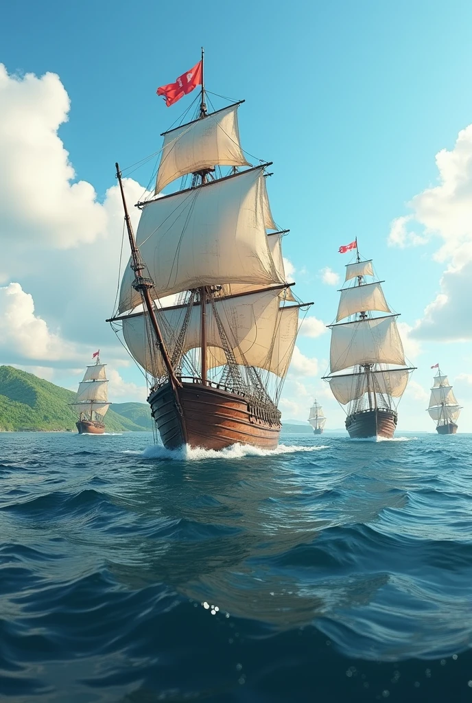 Show animations of boats sailing back to England