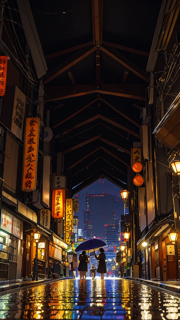 Osaka night, raining day, without crowded, masterpiece, best quality, high quality,extremely detailed CG unity 8k wallpaper, HDR, Chromatic Aberration ,Photorealistic,extremely detailed, trending on artstation, trending on CGsociety, Intricate, High Detail, dramatic, art by midjourney Young Woman、Short Hair、One person、breast enhancement、Japanese、Summer suit、Short skirt、Gazing at the bridge、Tears flowing、