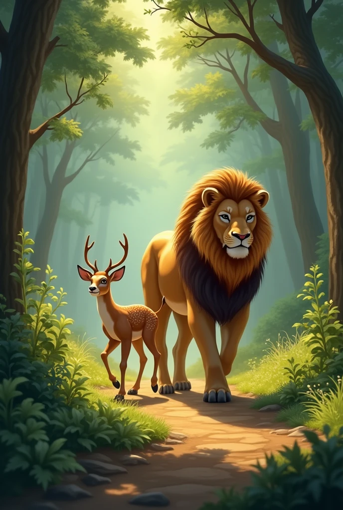 Deer helps lion find food