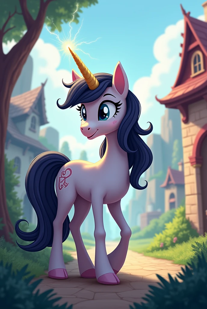 Pony with dark hair and light skin magician unicorn from ponyville