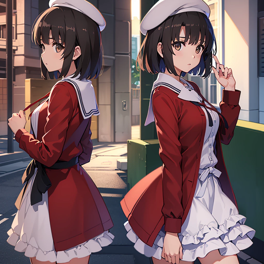 (masterpiece), ((Attention to detail)), (Attention to detail顔), Intricate details, Depth of written boundary, Backlight, high quality, 最high quality, 8k, girl, Megumi Katou, beret, Red coat