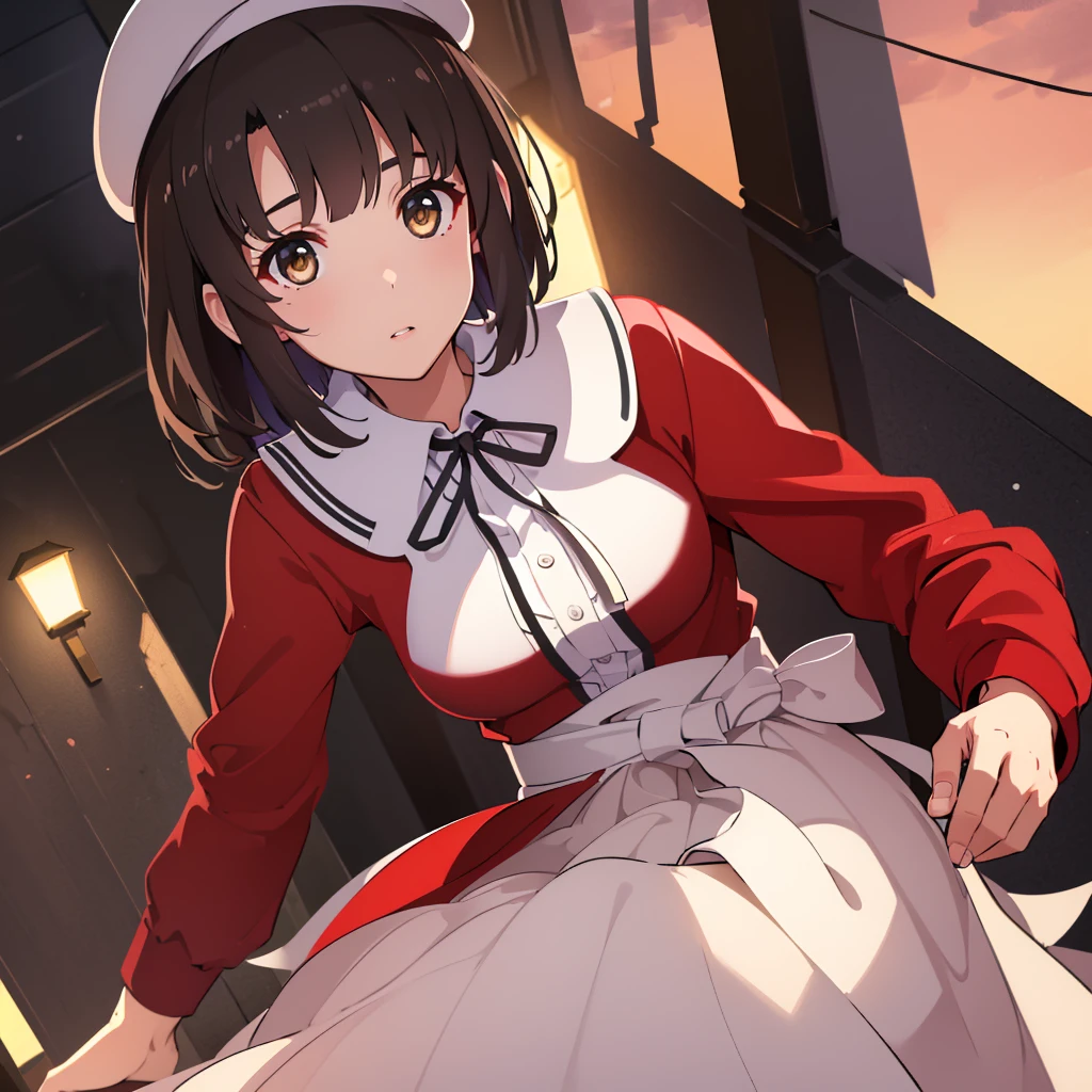 (masterpiece), ((Attention to detail)), (Attention to detail顔), Intricate details, Depth of written boundary, Backlight, high quality, 最high quality, 8k, girl, Megumi Katou, beret, Red coat