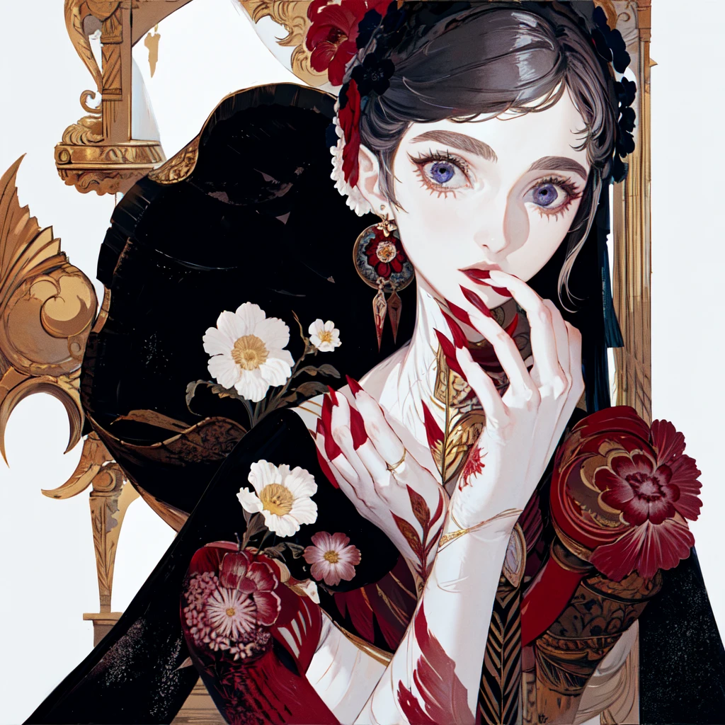 masterpiece, Highest quality, One girl,Blood,flower,Skeleton,dark,Gothic