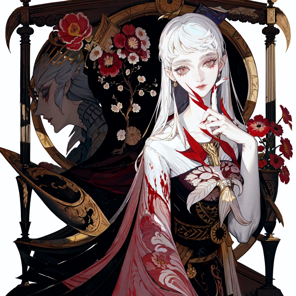 masterpiece, Highest quality, One girl,Blood,flower,Skeleton,dark,Gothic